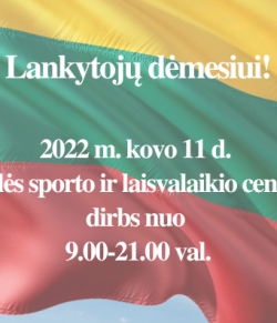 2022 m. kovo 11 d. Šilalės baseinas dirbs nuo 9.00-21.00 val.