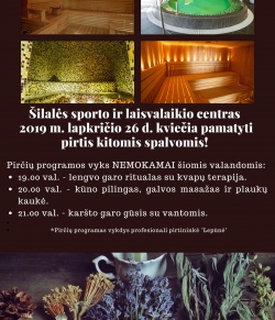 Kviečiame išbandyti pirčių programas!!!!