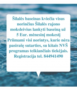 Kviečiame registruotis į NVŠ būrelį baseine!