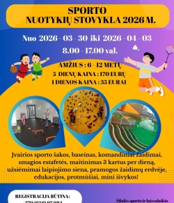 Nuotrauka Kviečiame registruotis į sporto stovyklą!